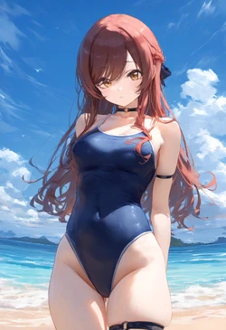 Pixiv-大崎甘奈Osaki Amana-blue swimsuit-[AI Generated]①