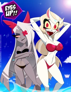 [DRAKE-HERNANDEZ] Charlie & Vaggie at the beach (Hazbin Hotel)