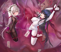 [筱牧] 在触手三角木马上恶堕为触手苗床的两个女孩