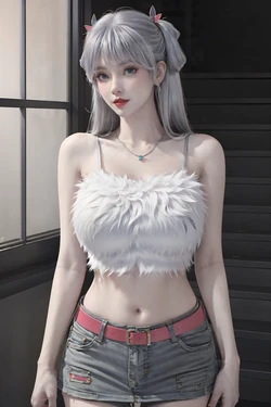 [AI Generated]斗破苍穹 韩雪毛绒抹胸牛仔裤