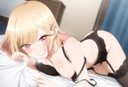 [Patreon] (Golsix) Kitagawa Marin Black Lingerie (AI Generated)