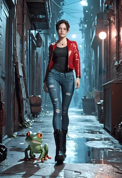 [ArtDark] Claire Redfield attacked by monsters in alley at night (Resident Evil) [AI Generated]