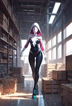 [ArtDark] Gwen Stacy (Spider Gwen) attacked by tentacles in failed mission [AI Generated]