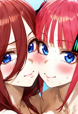 [Gomzai] Nakano Miku × Nakano Nino [AI Generated]