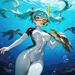 [AI Generated] Transformation_AI, Hatsune Mako: Blood in the Water