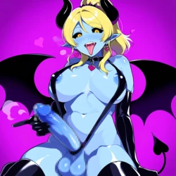 [Pixiv] Bank (127501451) Blue Skin Succubus Transformation ♡ Ayase Eri | Love Live! [AI-Generated]