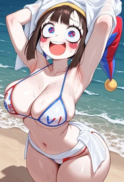 Pomni's Beach Day-  Akuma [AI Generated]