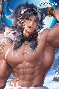 [KisenAI] Honor of Kings- Zhangfei tusun skin-muscle abs王者荣耀张飞兔狲蓬尾皮肤-腹肌肌肉版 [AI Generated]