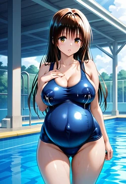 [AI Generated] [PIXIV] [Red] Yui Kotegawa Pregnant in swimsuit (To Love-Ru)