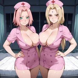 [HQAnimeART] Nurses Sakura & Tsunade [Sample] [Naruto] [AI Generated]