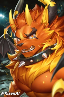[KisenAI] Roco Kingdom: World-furry fire-SFW 洛克王国世界-furry火神腹肌肌肉版SFW [AI Generated]