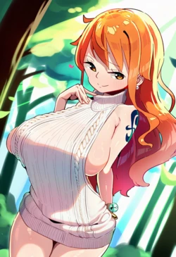 Nami have fun with Luffy (ai generated)
