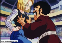 [Ditto Seeker] MON - Android 18 (Dragon Ball Z) Charging Mr Satan for his victory [Ai Generated]