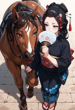 Elegance in Shadows – The Black Kimono Beauty [AI Generated]