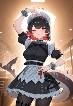 Dumb Cute Shark Maid Doesn’t Realize How the Fishnets Look From This Angle [AI Generated]