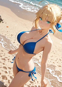 [AI Generated] saber on beach