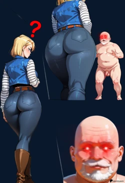 Android 18 x Old Short Guy [AI Generated]