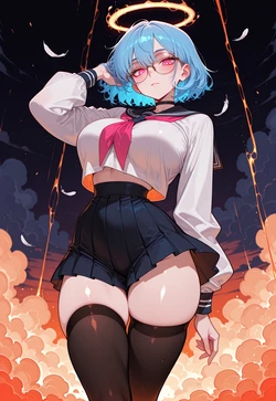 Cloud-High Tease – Maia’s Radiant Panty Flash[Upscaled] [AI Generated]