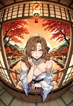 Ryoukan MILF Fantasy - Mamako Laced Skirt Peek [AI Generated]