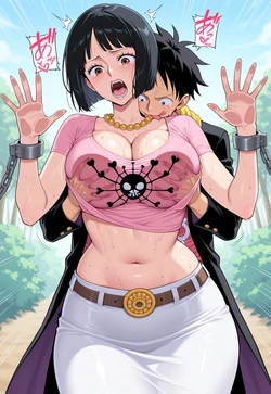 Shakky's Forbidden Pleasure – Luffy's Lustful Grip on Her Voluptuous Curves! [AI Generated]