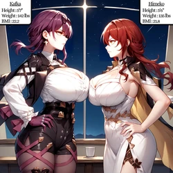 [AI-Generated] Kafka vs Himeko - Weight Gain Contest [ThicknessEnjoyer]