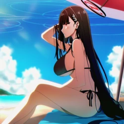 [TsarAi] Rio x Sensei on the Beach (Blue Archive) (Ai Generated)