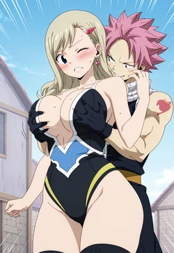 TO REBECCA’S MASSIVE MELONS – NATSU’S GRINNING GRIP [AI Generated]
