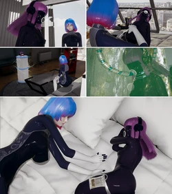 [胧月工坊] 被封闭在乳胶衣的少女和照顾她生活起居的胶衣女仆