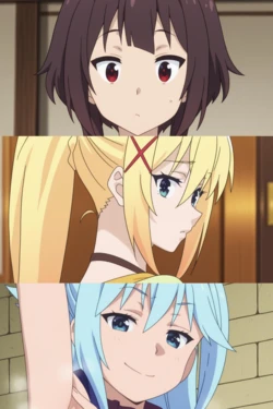 Megumin , Darkness and Aqua Konosuba (Aislop8) [AI Generated]