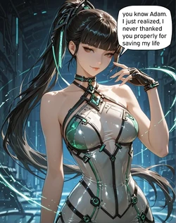 Stellar blade  - eve gives Adam a heros reward [AI Generated]