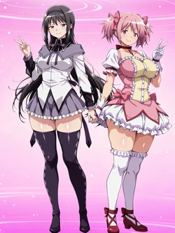 (Plushie Ai 69) Madoka Kaname x Homura Akemi (Puella Magi Madoka Magica) (Patreon)[AI Generated]