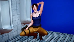 Lara en el baño publico