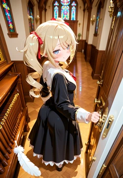Barbara – Doorway Tease, Feathers Flex [AI Generated]