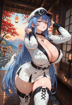 ESDEATH SLUTTY RYOKAN POSE – THIGH BOOTS & CHOKER DOMINANCE [AI Generated]
