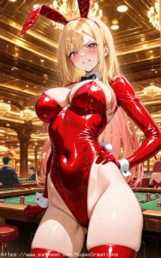 Marin Kitagawa at Casino In Bunny Suit being disgusted  [AI Generated] [NugaxCreations]