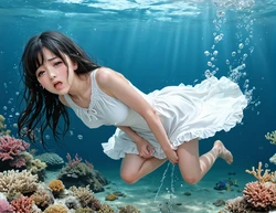 Gomberotica AI Generated Explicit Porn Girls 【Japanese girl Squirting under the Sea】
