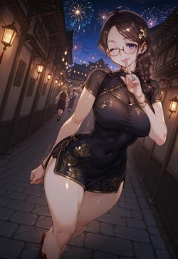 CHEONGSAM NIGHT WALK POV – MIYU’S SHUSHING SMIRK [AI Generated]