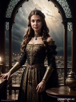AI Millie Bobby Brown # Damsel Princess Elodie Stranger Things celebrity Dark Fantasy Gown Corset [AI Generated]