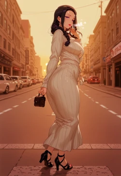 SIDEWALK SUNSET POV – MILF TSUBAKI DRESS BLOW UP [AI Generated]