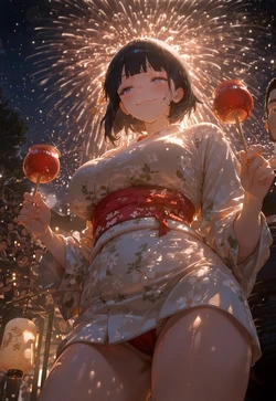 FESTIVAL POV CANDY APPLE TEASE – SHY MATURE KANAKO SWEAT [AI Generated]
