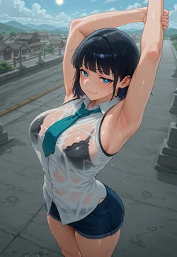 SUMMER HEAT POV-KANAKO'S SHY STRETCH POSE [AI Generated]