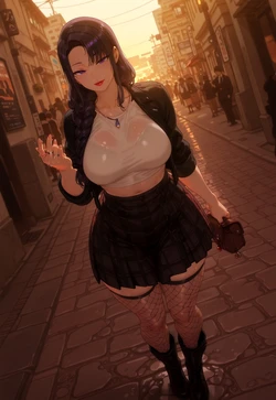 SUNSET STREET POV – TSUBAKI'S FISHNETS & PLAID GRIP [AI Generated]