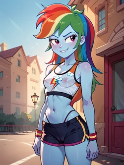 (𝙥𝙤𝙣𝙮𝙡𝙤𝙫𝙚𝙧 1117) Jogging Into Summer with Rainbow Dash [AI Generated]