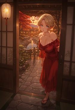 Onsen Vacation: Red Gowm Orange Season [AI Generated]