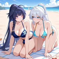 Raiden Mei x Kiana Kaslana Banana Bouncer (Patreon) [AI Generated]