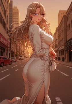 DUSK STREET TEASE – REIKA'S SIDE DRESS SWAY [AI Generated]