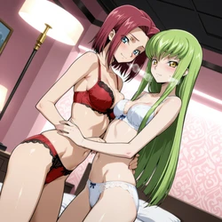[Moke P@treon] C.C. ＆ Kouzuki Kallen 3P (CODE GEASS Lelouch of the Rebellion) [AI Generated]