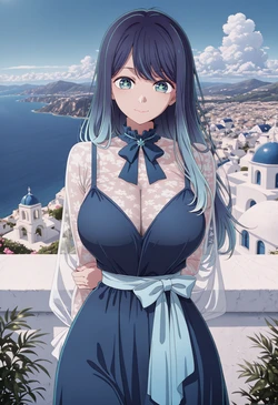 Meowu laha 💘 - Kurokawa Akane | Oia Santorini 🌊🌤️ (Patreon) [AI Generated]