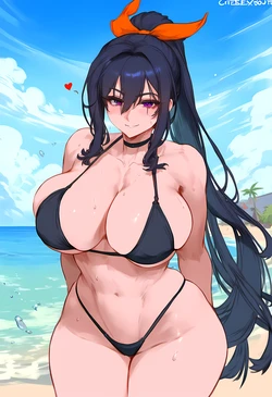 [haruai] Akeno Himejima Beach BBC [AI Generated]