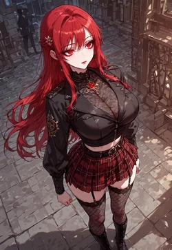 [Fairy Tail] PLAID SKIRT TEASE – CROP TOP SHADOW SILHOUETTE [AI Generated]